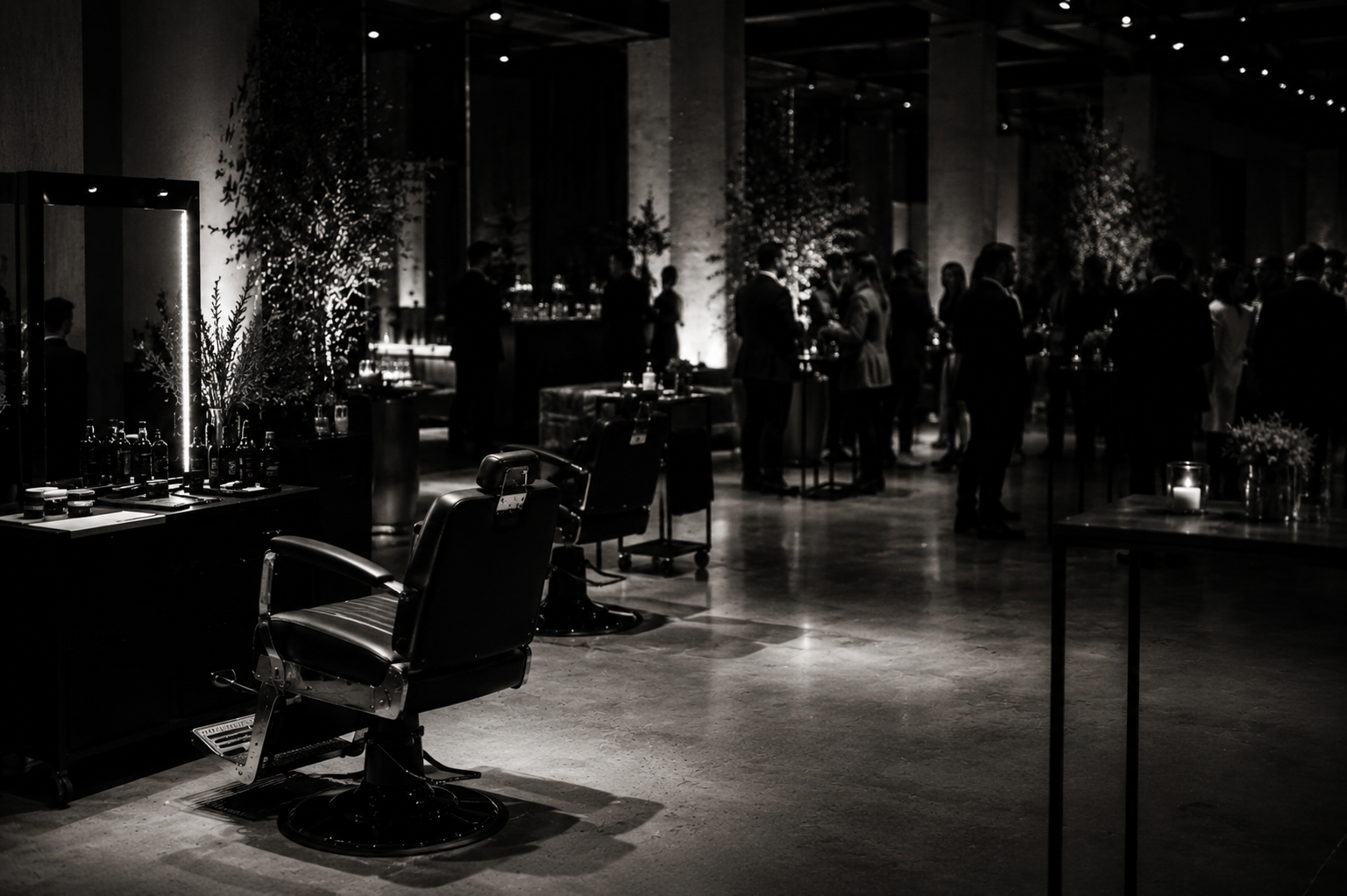 Experiencia de barbería pop-up de Studio 29 en un evento